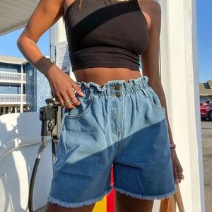 Princess Polly Paper Bag Shorts Blue